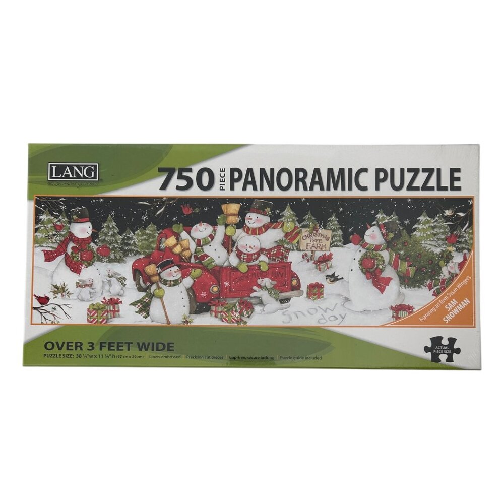 Lang Snow Day Snowman 750 Piece Panoramic‎ Puzzle New In Box